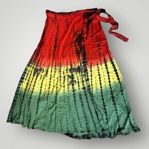 Tie-Dye Maxi Skirt - Red, Yellow, Green